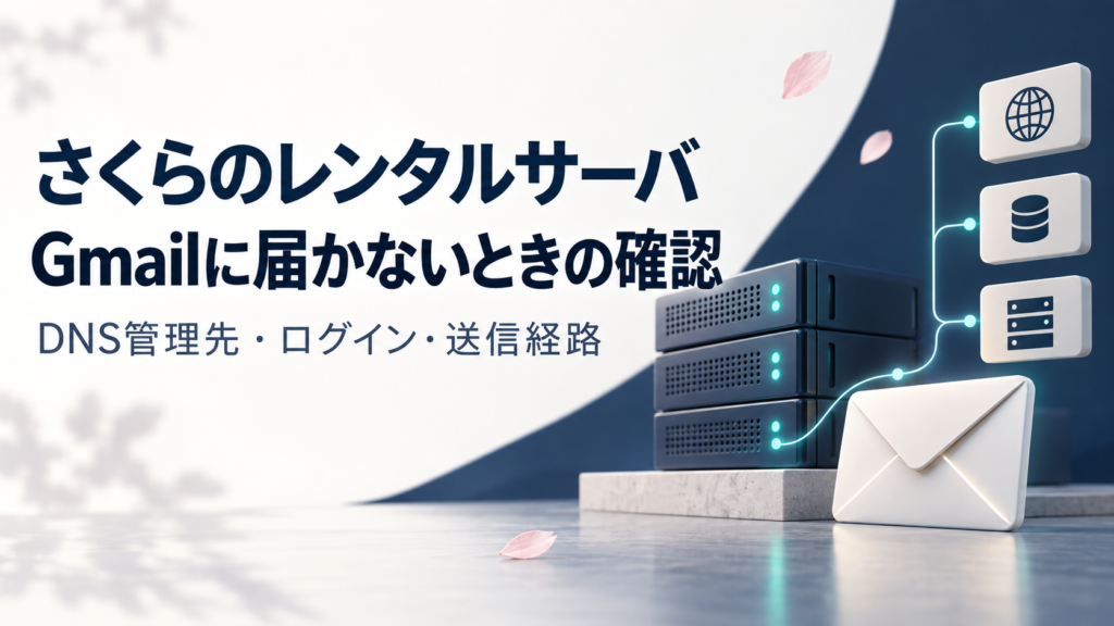 さくらのレンタルサーバからGmailに届かないときに、DNS管理先・ログイン・送信経路を確認する